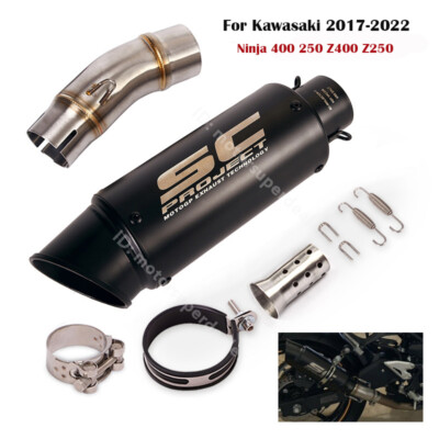 Slip for Kawasaki Ninja 400 Z400 250 2017-2022 Exhaust Tips Black Mid Link Pipe