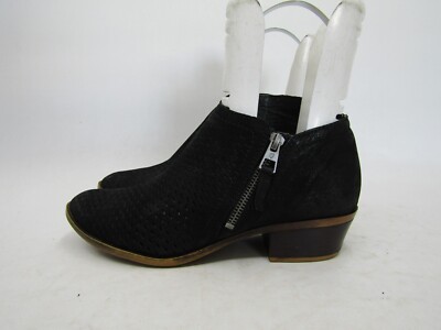 Lucky Brand Womens Size 8.5 M Black Leather Zip Ankle Fashion Boots Bootie