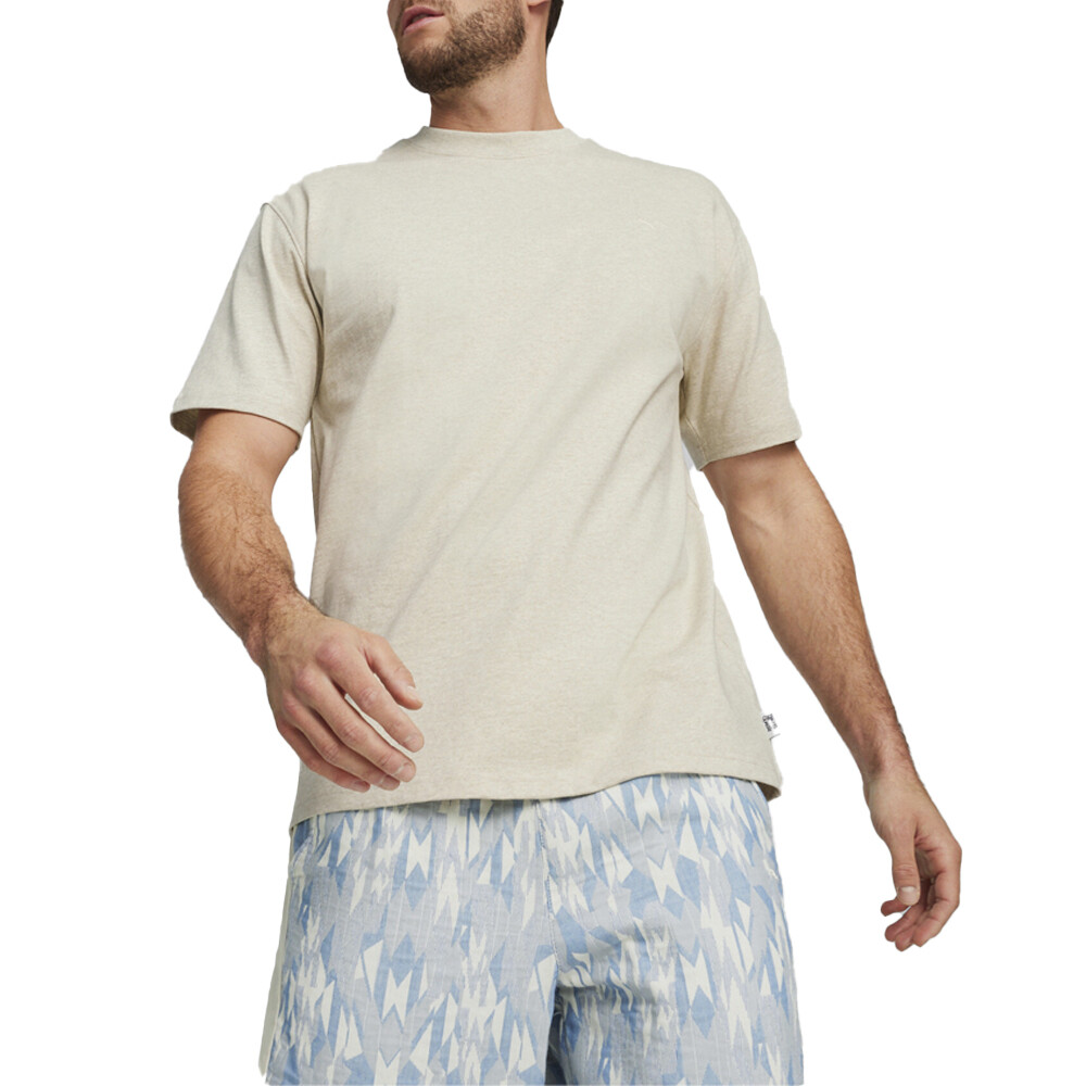 Футболка с круглым вырезом и коротким рукавом с логотипом Puma Mmq, мужские повседневные топы бежевого цвета, 62400984