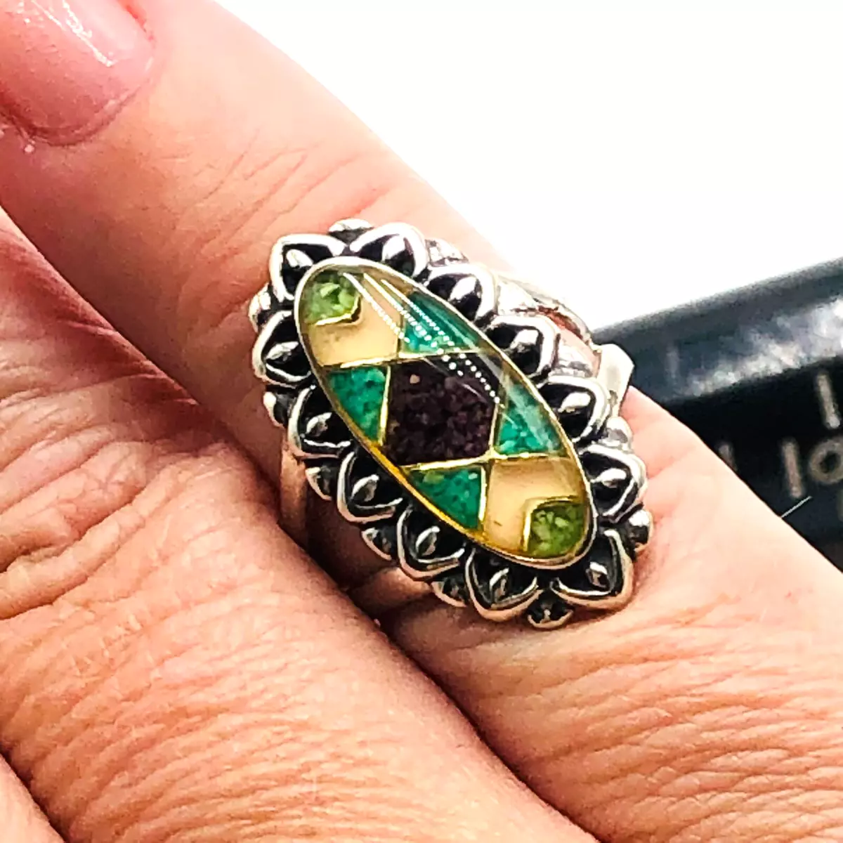 Vintage Carolyn Pollack Relios Multicolor Inlay Sterling Silver
