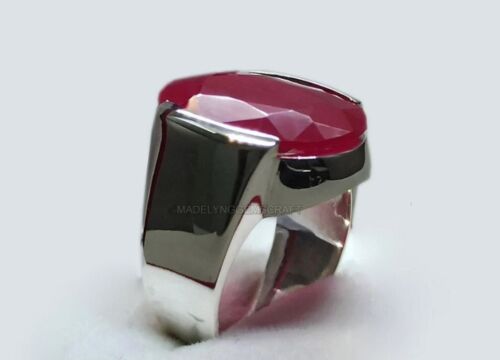 Ruby Ring For Mens Gemstone Ring Vintage Sterling Silver Ring Birthday Gifts - Picture 4 of 8