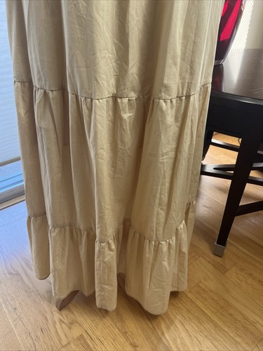 Anthropologie Maeve Oatmeal Cream  Color Long Midi 3/4 Puff Sleeve Dress Sz 16 - Picture 11 of 24