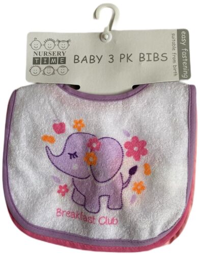 Junge Mädchen PEVA hinterlegte Lätzchen Baby Füttern Tröpfeln 3er Pack Set Frühstück Mittagessen Abendessen - Bild 11 von 17