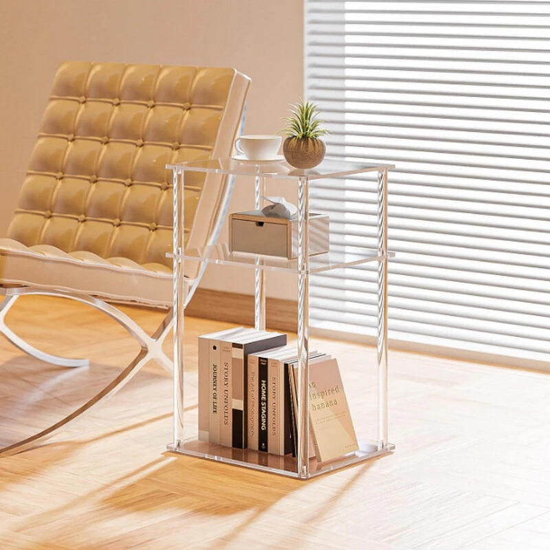 3-Tier Small Nightstand/Bedside Table Acrylic Narrow Side Table For Living Room - Image 2 of 4