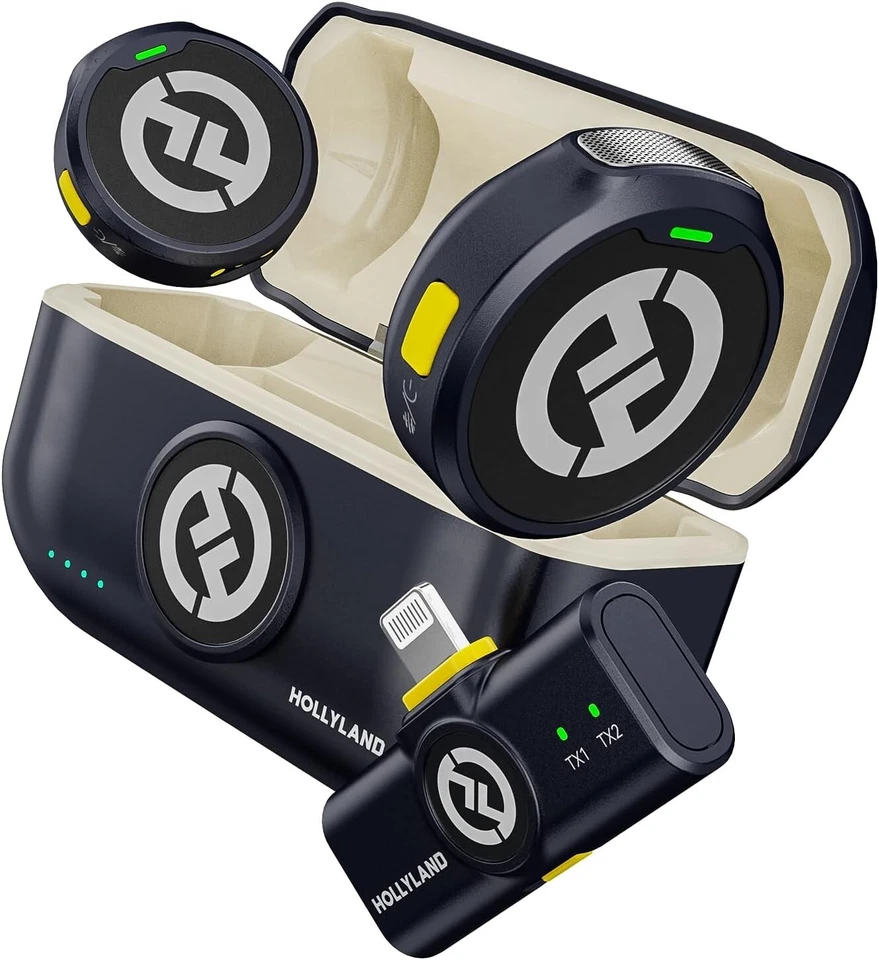 Hollyland Lark M2 Micrófono Lavalier Inalámbrico para iPhone 14/13/12, Lightning