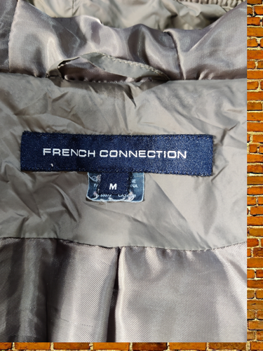 FRENCH CONNECTION COAT MEDIUM BROWN ZIP UP LIGHT QUILT PADDED JACKET HOOD WOMENS - Picture 8 of 9