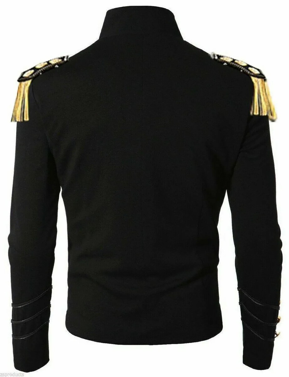 Men Handmade Black Embroidery Black Military Napoleon Hook