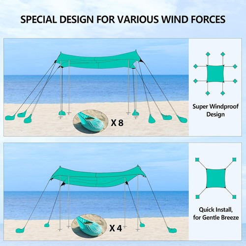 Durable 12X12FT Camping Tent with Sandbags – Spacious Shade for Beach Gatherings - Picture 10 of 11