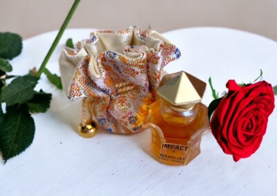 Rare Vintage Marquay Impact Mini Perfume Paris France Fragrance in Silk Pouch