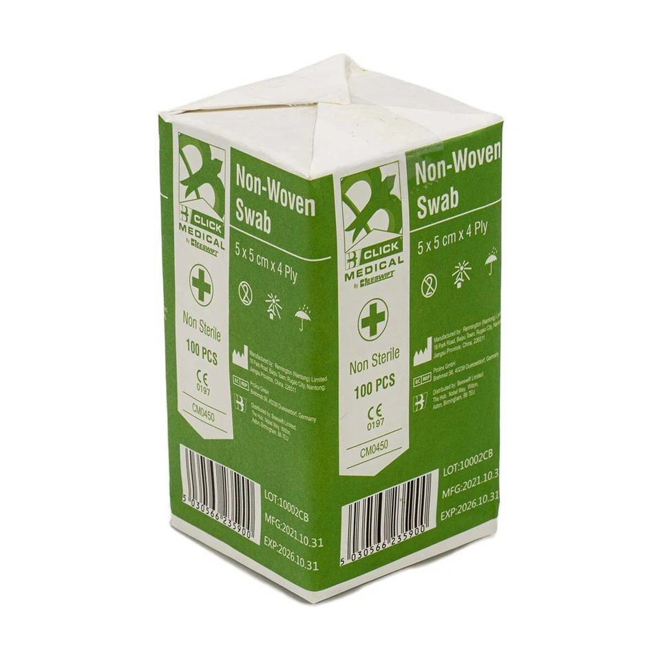 Click Medical Gauze Swabs 5cm x 5cm Non Sterile - 100 Pack