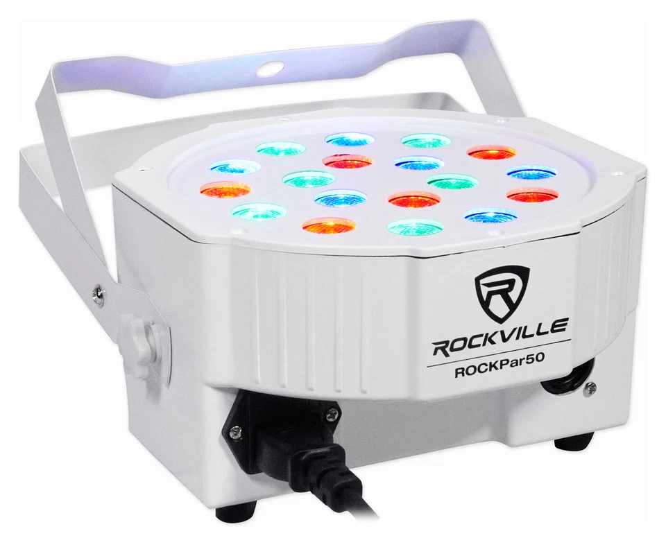 Rockville RockPAR50 LED RGB Compact Par Can DJ/Club/Stage DMX Wash Light - White - Image 3 of 4