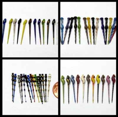 LITTLE THINGS OF INTEREST MAGIC WANDS 4 Pc Set DIY Unpainted Resin Wands in Dollhouse Miniature 1:12 Scale