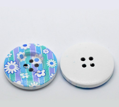 30pcs Round Wood Painted 30mm Sewing 4 Hole Card Making Scrapbook Crafts Buttons - Picture 5 of 14