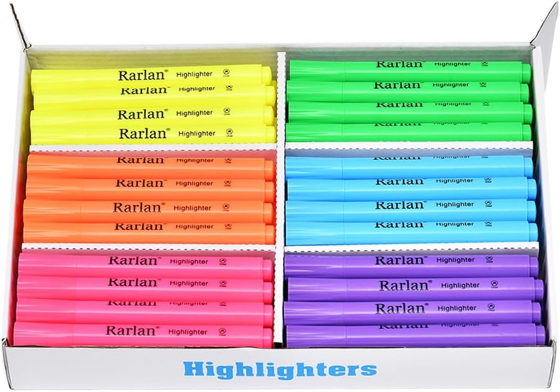 72-Count Bulk Pack of Chisel Tip Fluorescent Highlighters in Assorted Colors-image
