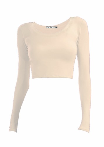 Womens Long Sleeve Crop Top TShirt Ladies Girls Scoop Crew Neck Crop Shirt Top - Picture 14 of 25