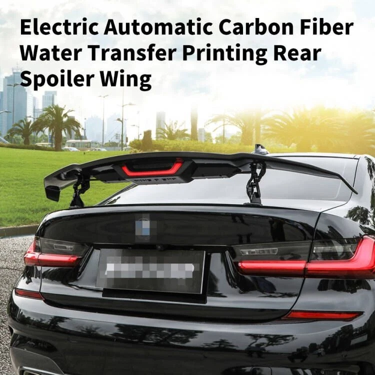 Electric Automatic Adjustable Carbon Fiber Water Transfer Rear Spoiler Wings - Image 2 of 4