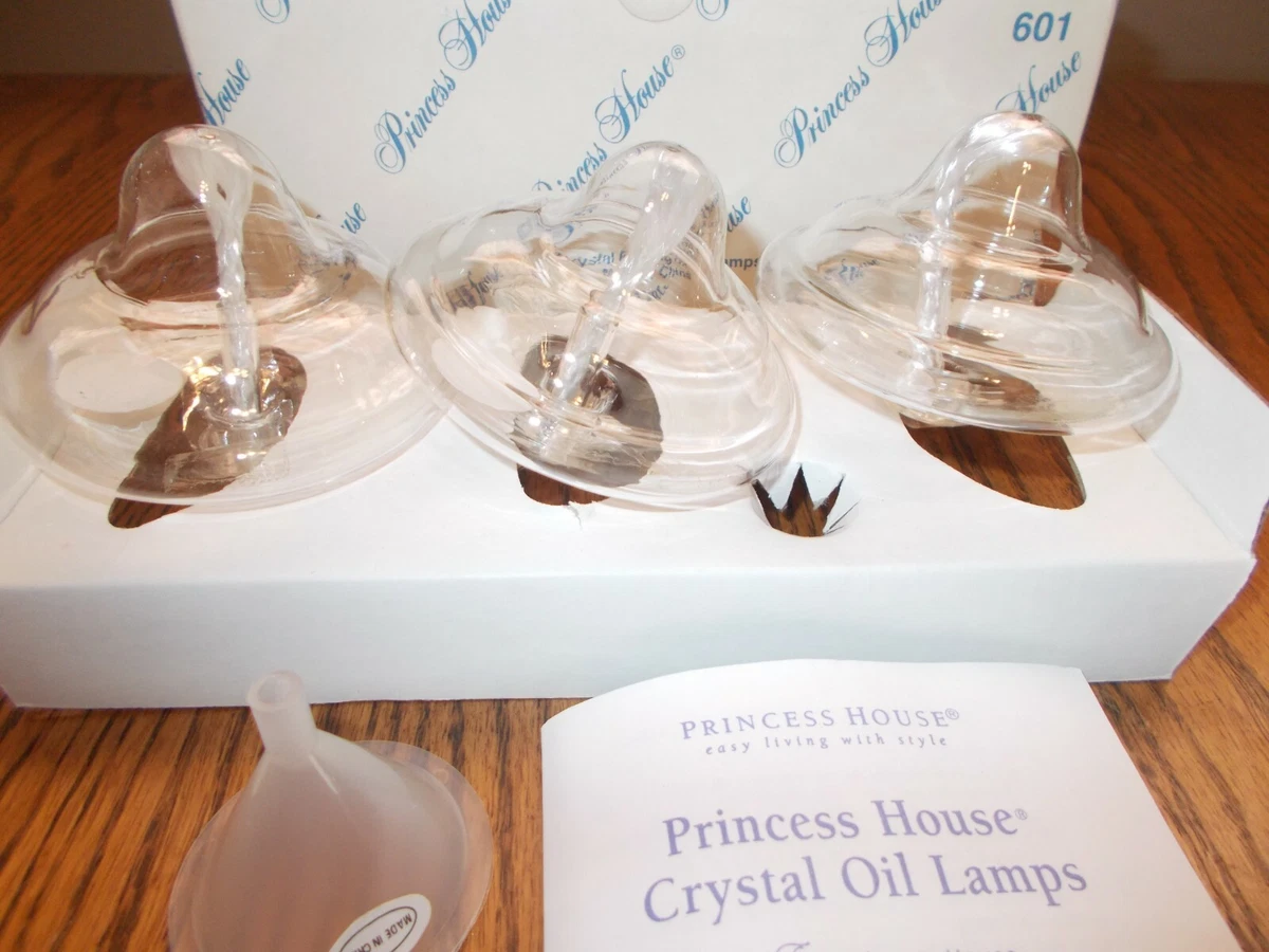 PRINCESS HOUSE CRYSTAL OIL LAMPS WITH FUNNEL 601 SET OF 3 eBay
