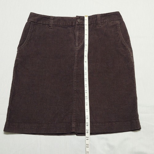 Eddie Bauer Brown Corduroy A-line Short Skirt Sz 10 Cotton Stretch Pockets - Picture 5 of 6