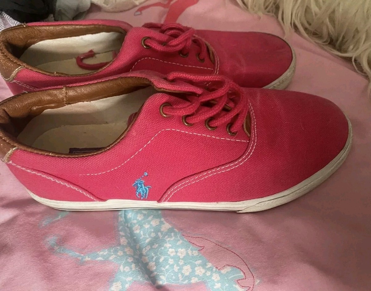 Canvas Shoes Ralph Lauren Trainers Womens Size RALPH LAUREN PINK