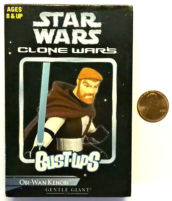 STAR WARS CLONE WARS 2006 BUST-UPS OBI WAN KENOBI GENTLE GIANT FIGURE MISB 4''