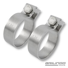 2 Rohrschellen Edelstahl DIN ø 63mm (63,5) Massiv Breitbandklemmen Auspuff 71555