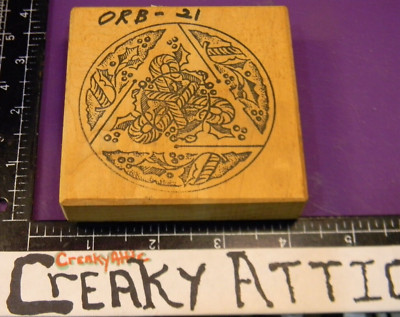 CANDYCANE HOLLY BERRY TRIANGLE RUBBER STAMP TOO MUCH FUN DARNELL CREAKYATTIC