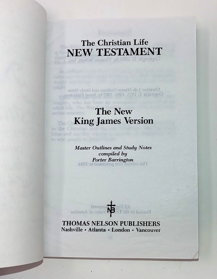Christian Life New Testament NKJV Thomas Nelson Master Outlines
