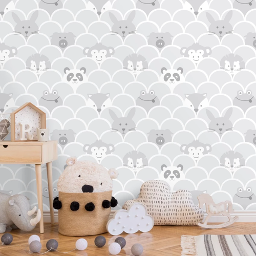 Peek a Boo Grey Animals Wallpaper for Childrens Bedroom by Holden 91030 eBay