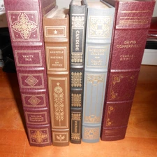 Lof 5 FRANKLIN LIBRARY Defoe Thackeray Aristotle Voltaire Dickens - HC 4LN 1GC