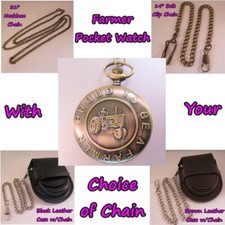 FARMER Pocket Watch w/Your Choice of Chain Gifts for Him Her Dad Son Men Women