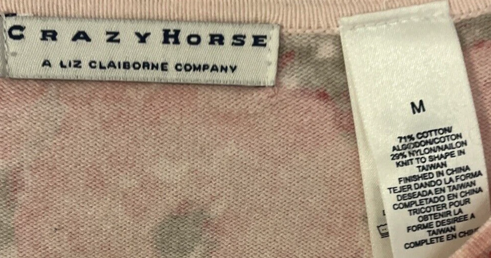 Cárdigan Crazy Horse Liz Claiborne Rosa y Gris Floral Talla M Geeky chic Granny Foto 3 de 4
