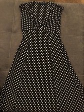 Chaps Black/White Polka Dot Short Sleeves Polyester/Spandex Dresx/Size SP