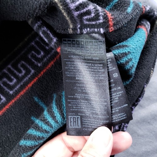 Burton Hearth Fleece Jacket Men Small Black Teal Aztec Snap Button Warm Outdoor - Picture 5 of 12