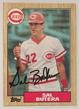 1987 TOPPS SAL BUTERA CINCINNATI REDS ON CARD AUTOGRAPH SIGNED CARD #358