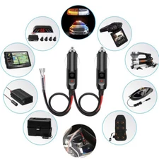 2PCS 12V Car Fused Cigarette Lighter Male Power Plug Adapter w/ Leads LED Light