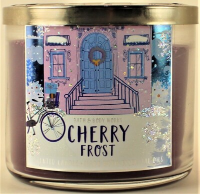 Bath & Body Works White Barn CHERRY FROST 3 Wick 14.5 Oz Scented Scented Candle
