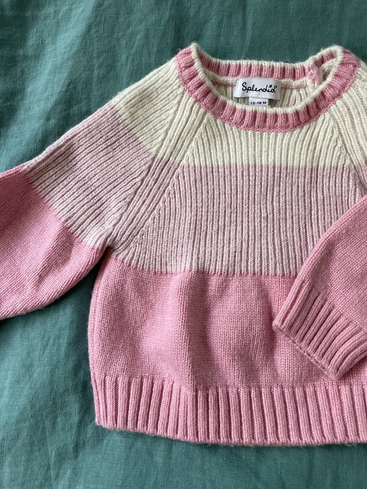 Splendid Pink Striped Sweater Set | Size 12-18 Months - Image 3 of 4