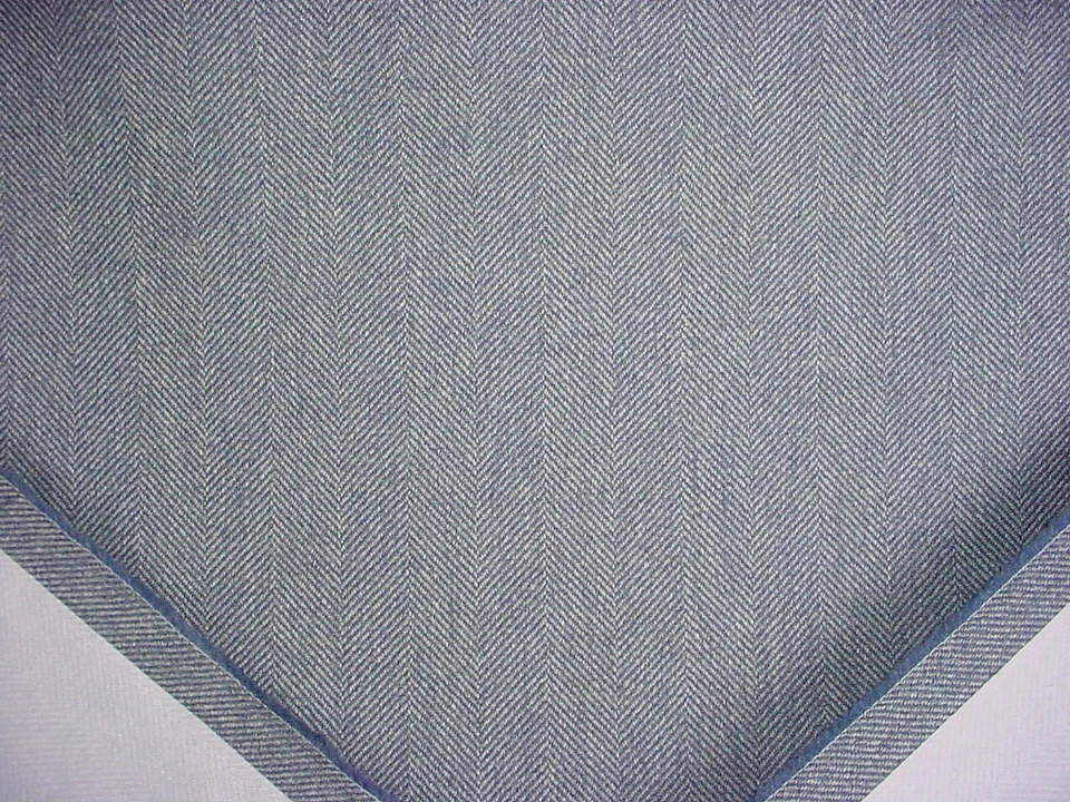 3Y Lee Jofa Mulberry Home H101 Blue Wool Herringbone Drapery Upholstery Fabric - Image 3 of 4