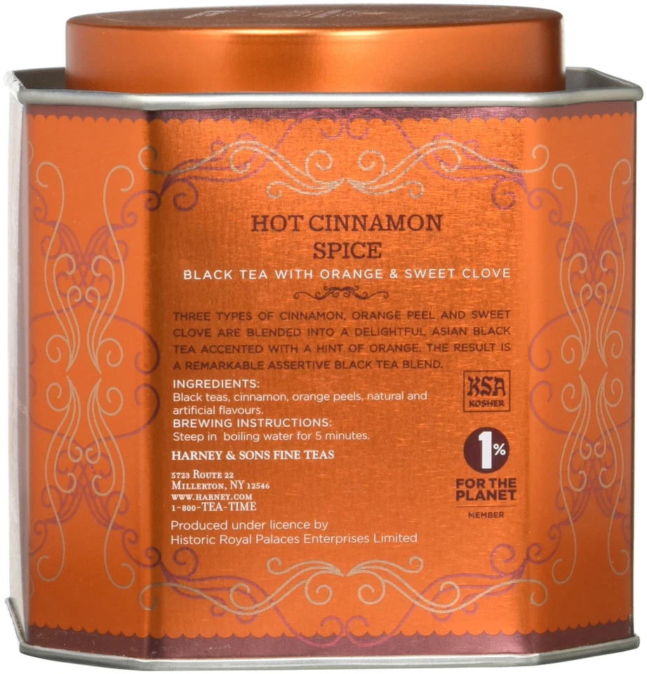 Lata de té Harney & Sons Hot Cinnamon Spice - Té negro con naranja y clavo dulce - Foto 2 de 4