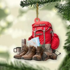 Personalized Hiking Bag Ornaments, Hiking Bag Christmas Ornament, Camping Lover