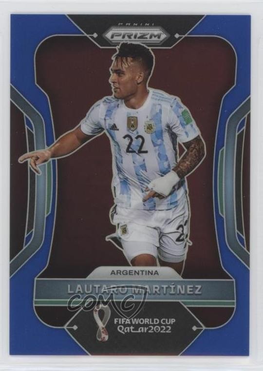 2022 Panini Prizm World Cup Qatar Blue Prizm 100/299 Lautaro Martinez #5 0c3