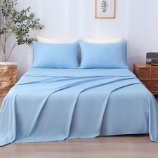 3-Piece Twin Sheet Set Sky Blue 1600 Count Microfiber 16" Deep Pocket
