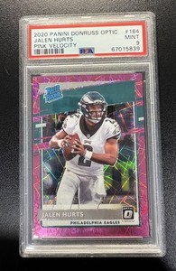 JALEN HURTS 2020 Optic Pink Velocity Prizm /79 PSA 9 EAGLES RC Rookie PMJS