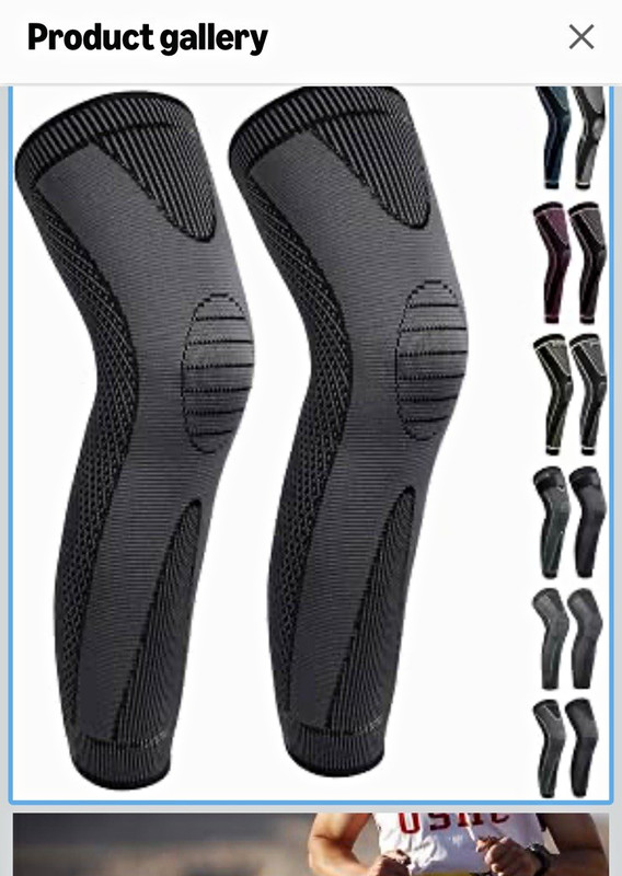 Full Leg Compression Sleeve Knee Support Breathable Gray/Black One Size