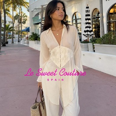 ZARA WOMAN SS26 ECRU ZW COLLECTION GEORGETTE LACE BLOUSE ALL SIZES 5919/134/712