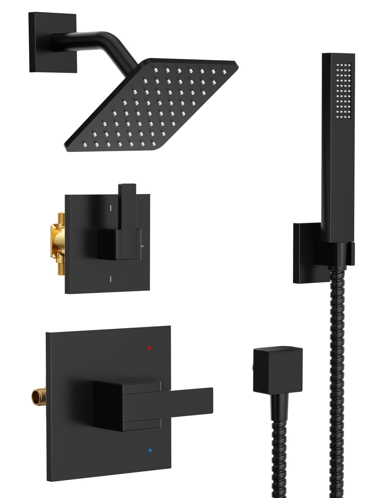 Shower System, Black Shower Faucet Set with Shower Valve, Rain Shower Heads w...