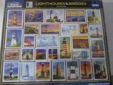 White Mountain AMERICAN LIGHTHOUSES 1000 Piece Puzzle 24 X 30" Sealed NEW