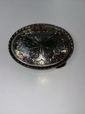 Vintage Belt Buckle Cowgirl Rodeo Butterfly with Flowers Signed W USA Made