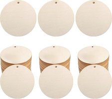 Unfinished Wooden Circles with Holes 2 Inch Pack of 100 for DIY Crafts Party