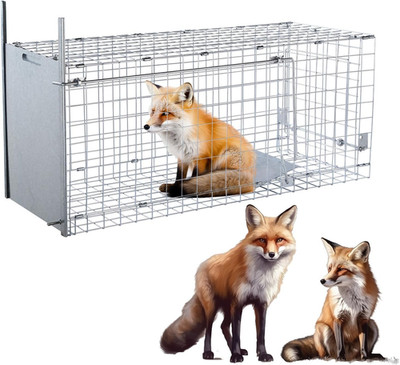 42'' Large Humane Live Animal Trap,Collapsible Large Animal Catcher Cage,Cage Tra